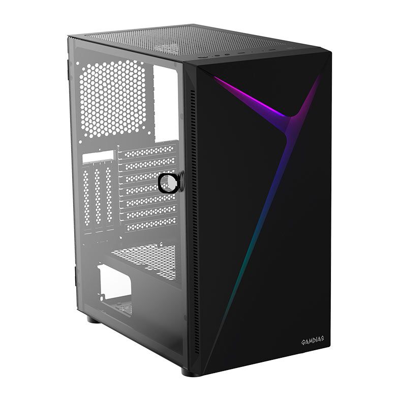 Gabinete Gamer Gamdias Argus E4 Elite, RGB, Mid-Tower, Lateral Vidro, Preto, ARGUS-E4-ELITE