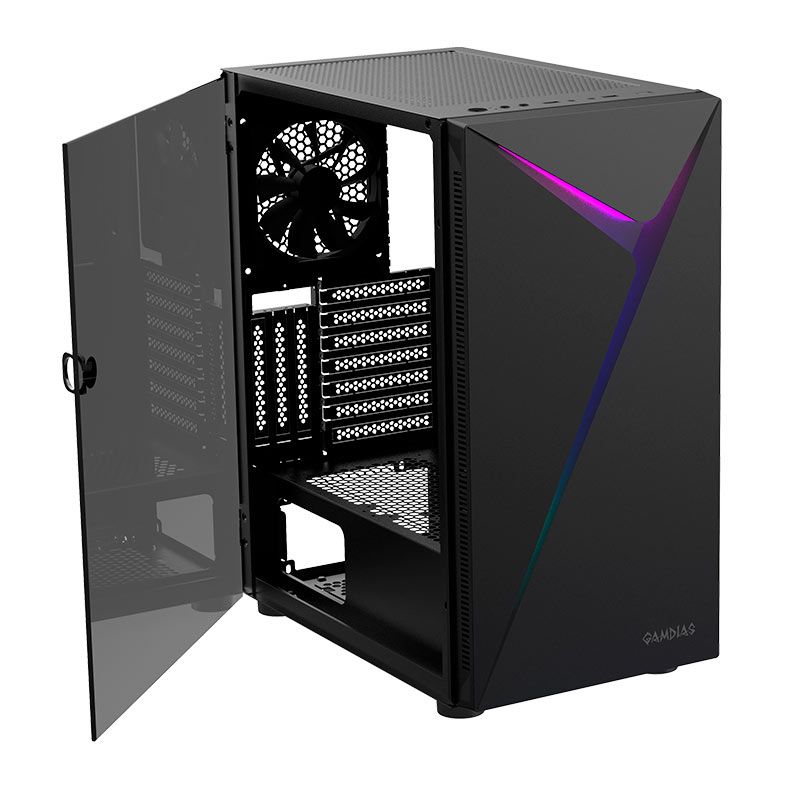 Gabinete Gamer Gamdias Argus E4 Elite, RGB, Mid-Tower, Lateral Vidro, Preto, ARGUS-E4-ELITE