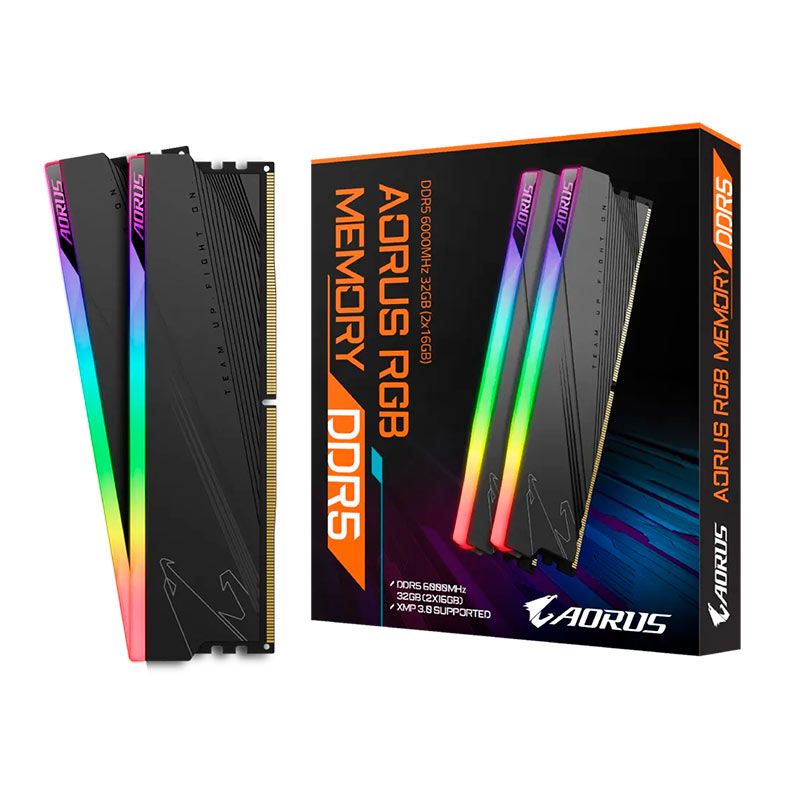 Memoria Gigabyte Aorus RGB, 32GB (2x16GB), DDR5, 6000MHz, C40, Cinza, ARS32G60D5R
