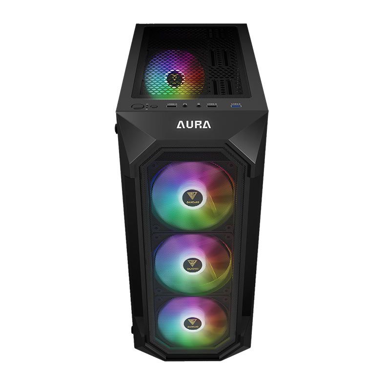 Gabinete Gamer Gamdias Aura GC1 Elite, RGB, Mid-Tower, Lateral De Vidro, Com 4 Fans, Preto, AURA-GC1-ELITE