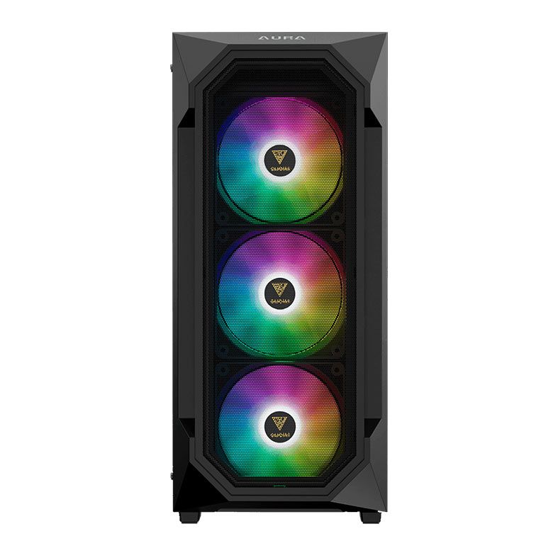 Gabinete Gamer Gamdias Aura GC1 Elite, RGB, Mid-Tower, Lateral De Vidro, Com 4 Fans, Preto, AURA-GC1-ELITE