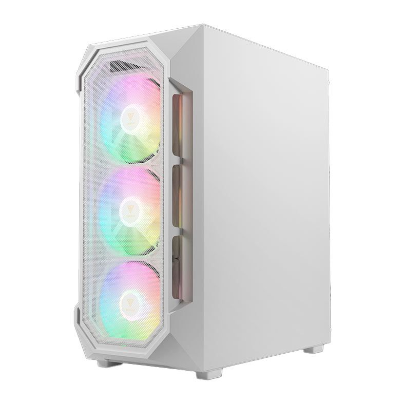 Gabinete Gamer Gamdias Aura GC1 Elite, RGB, Mid-Tower, Lateral De Vidro, Com 4 Fans, Branco, AURA-GC1-ELITEWH