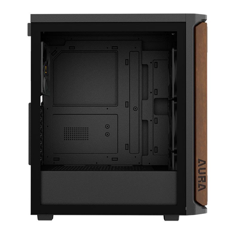 Gabinete Gamer Gamdias Aura GC11 Wood, Mid-Tower, Lateral De Vidro, Com 4 Fans, Preto, AURA-GC11-WOOD