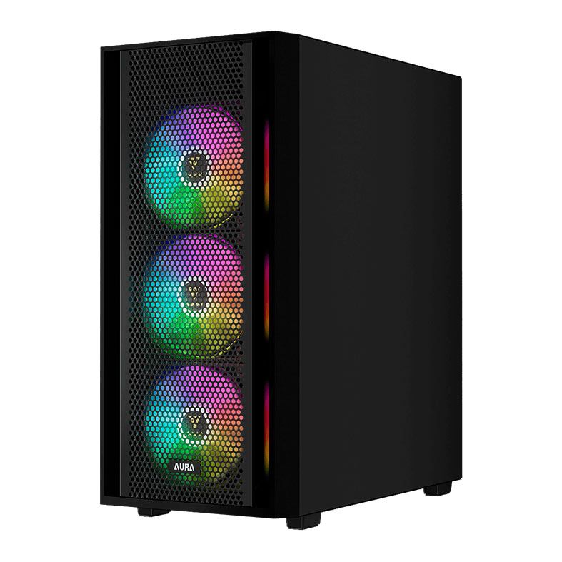Gabinete Gamer Gamdias Aura GC2 Elite, RGB, Mid-Tower, Lateral De Vidro, Com 4 Fans, Preto, AURA-GC2-ELITE