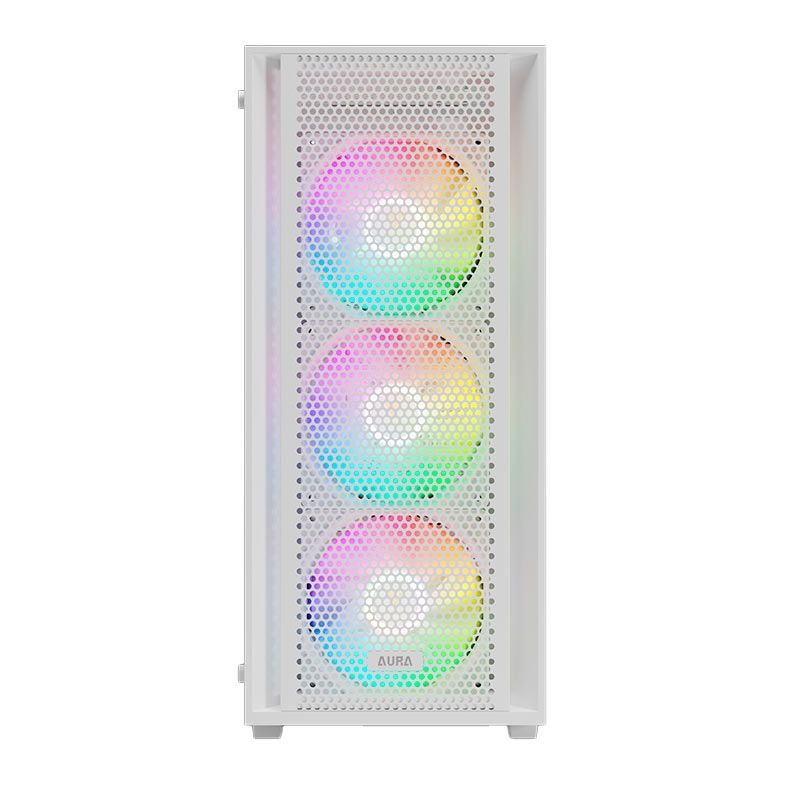 Gabinete Gamer Gamdias Aura GC2 Elite, RGB, Mid-Tower, Lateral De Vidro, Com 4 Fans, Branco, AURA-GC2-ELITEWH