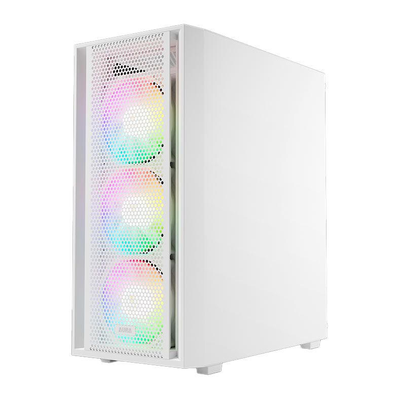 Gabinete Gamer Gamdias Aura GC2 Elite, RGB, Mid-Tower, Lateral De Vidro, Com 4 Fans, Branco, AURA-GC2-ELITEWH