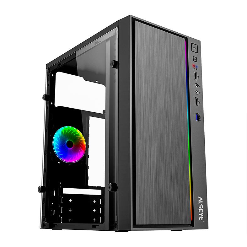 Gabinete Gamer Alseye Auro 1.0, Mid-tower, Lateral Acrilico, Preto, AURO1
