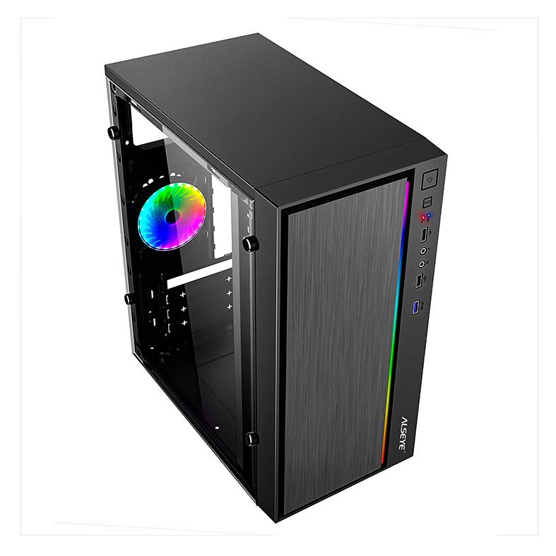 Gabinete Gamer Alseye Auro 1.0, Mid-tower, Lateral Acrilico, Preto, AURO1