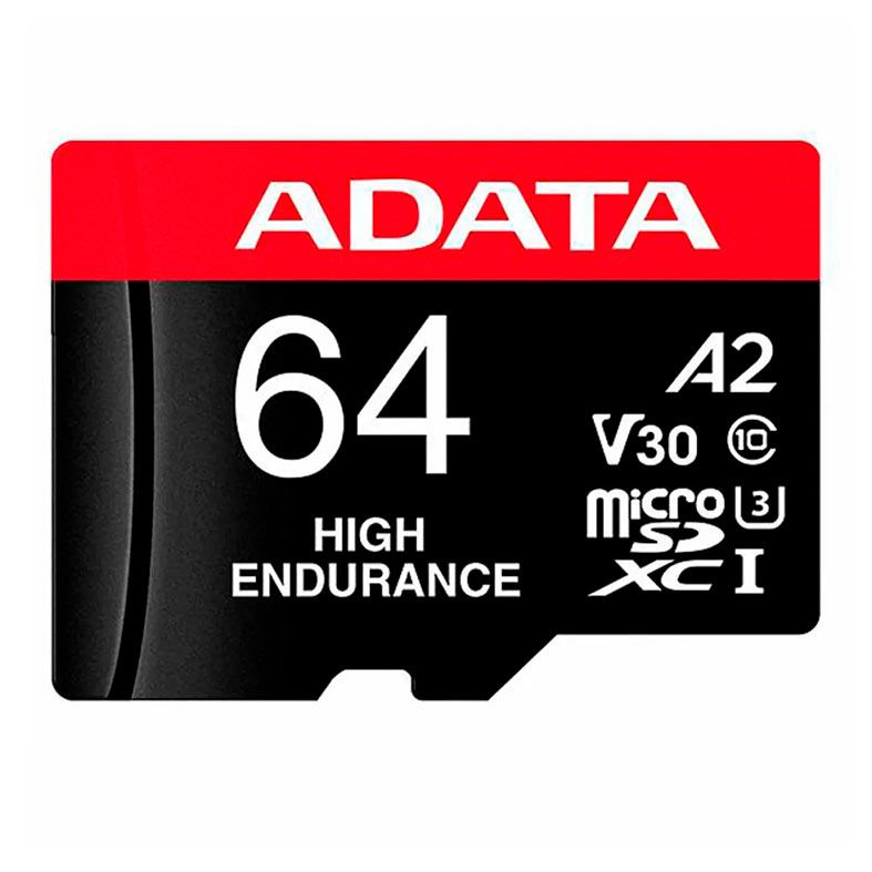 Cartao de Memoria Adata High Endurance, 64GB, Micro SDXC, Com Adaptador, AUSDX64GUI3V30SHA2-RA1