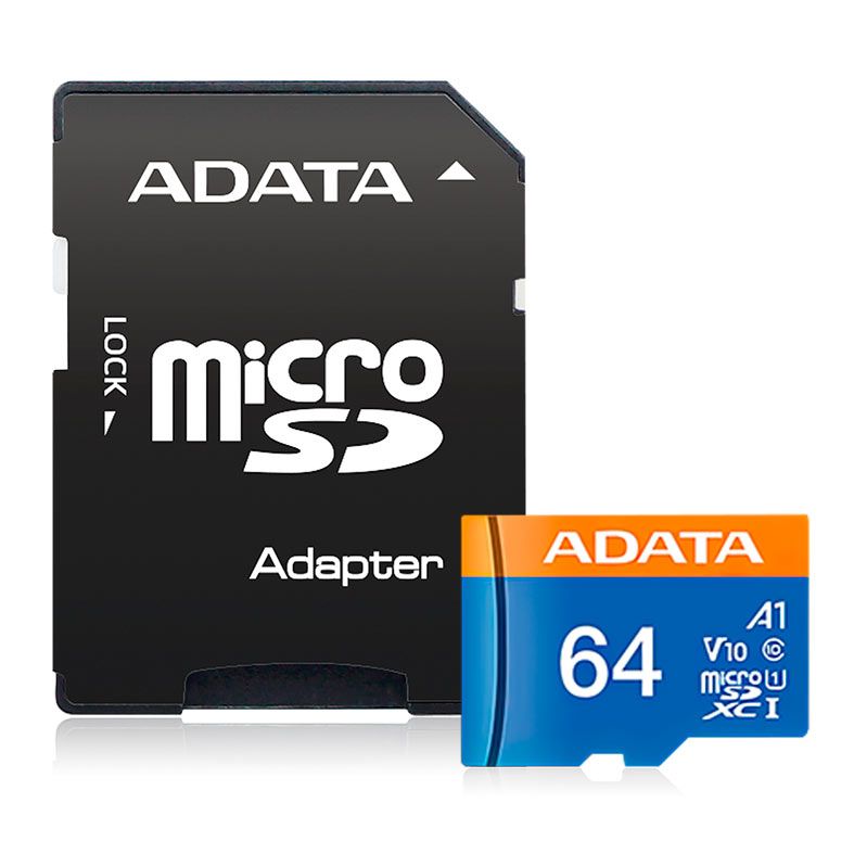 Cartao de Memoria Adata Premier, 64GB, Micro SDHC + Adaptador, AUSDX64GUICL10A1-RA1