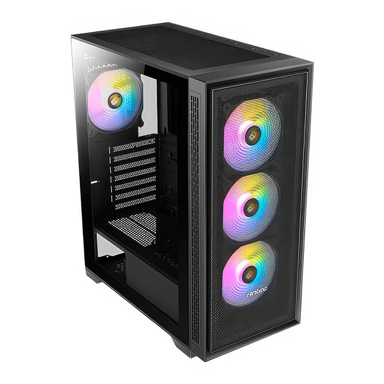 Gabinete Gamer Antec AX81 Elite, RGB, Mid-Tower, Lateral de Vidro, Com 4 Fans, Preto, AX81-ELITE-BK