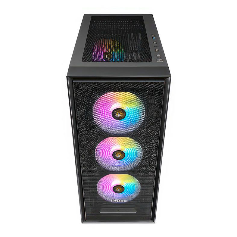 Gabinete Gamer Antec AX81 Elite, RGB, Mid-Tower, Lateral de Vidro, Com 4 Fans, Preto, AX81-ELITE-BK