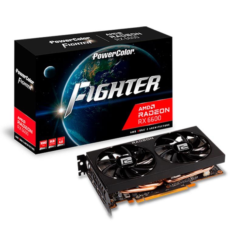 Placa de Video PowerColor Radeon RX 6600 Fighter, 8GB, GDDR6, 128-bit, AXRX-6600-8GBD6-3DH