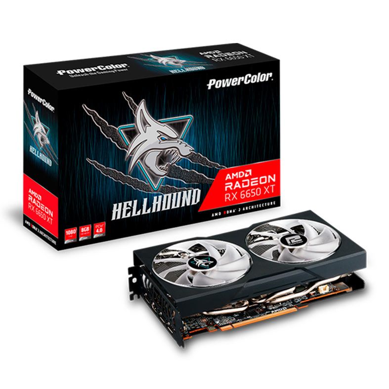 Placa de Video PowerColor Radeon RX 6650 XT Hellhound OC, 8GB, GDDR6, 128-bit, AXRX-6650XT-8GBD6-3DHL/OC