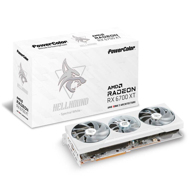 Placa de Vídeo PowerColor Radeon RX 6700 XT Hellhound Spectral White 12GB GDDR6 192bit, AXRX 6700XT 12GBD6-3DHL