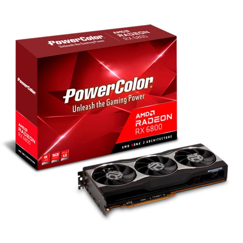 Placa de Video PowerColor Radeon RX 6800 16GB GDDR6 2‎56-bit, AXRX 6800 16GBD6-M2DHC
