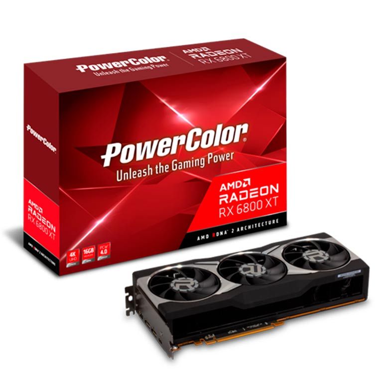 Placa de Video PowerColor Radeon RX 6800 XT 16GB GDDR6 2‎56-bit, AXRX 6800XT 16GBD6-M2DHC