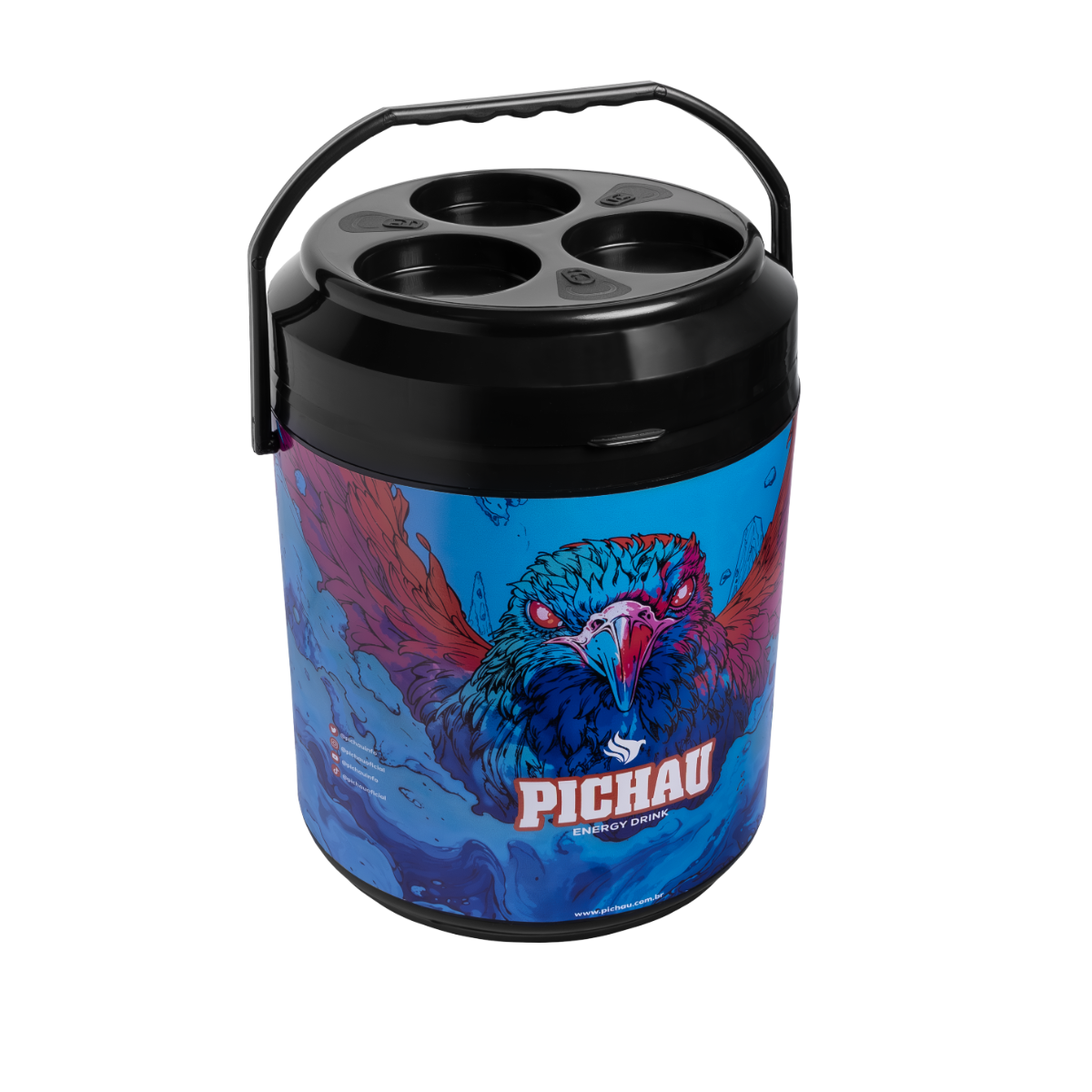 Kit Caixa Termica Pichau + Energético Pichau Zero, Lata 350Ml, Zero Açúcar, com 9 Unidades	