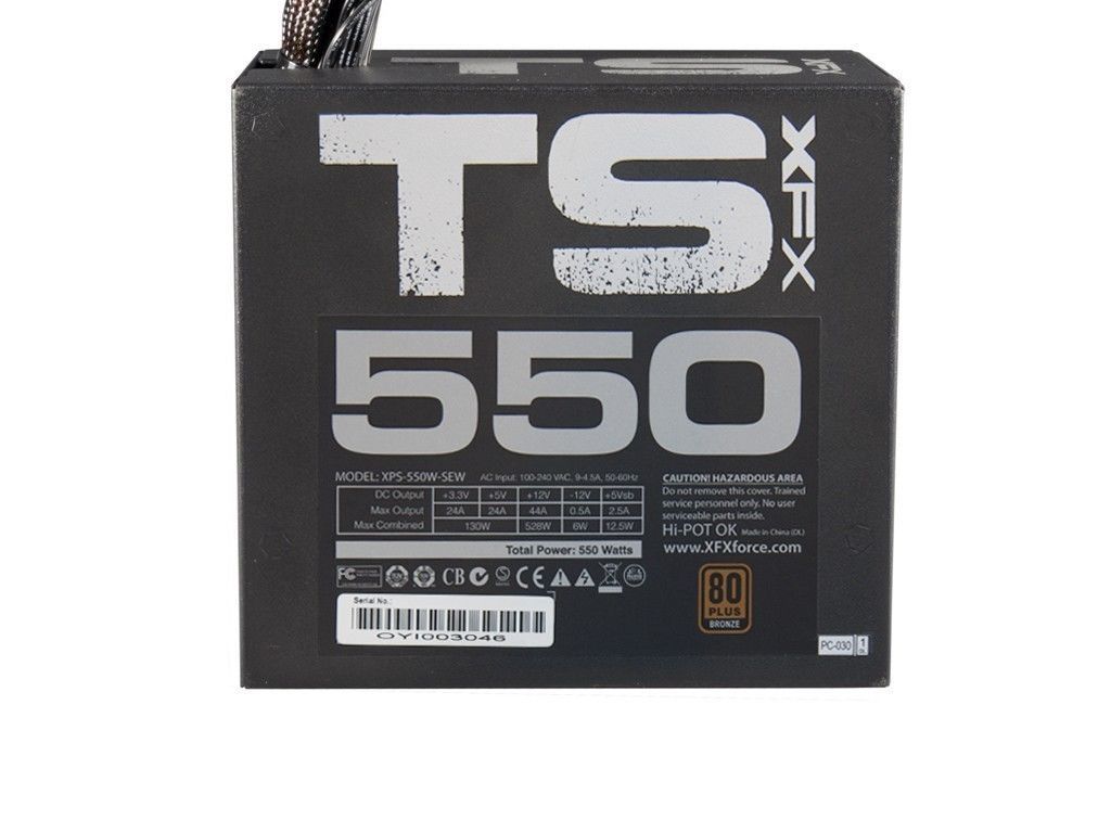 Fonte XFX 550W TS Series, Certificado 80 Plus Bronze, PFC Ativo, P1-550S-XXB9 - BOX