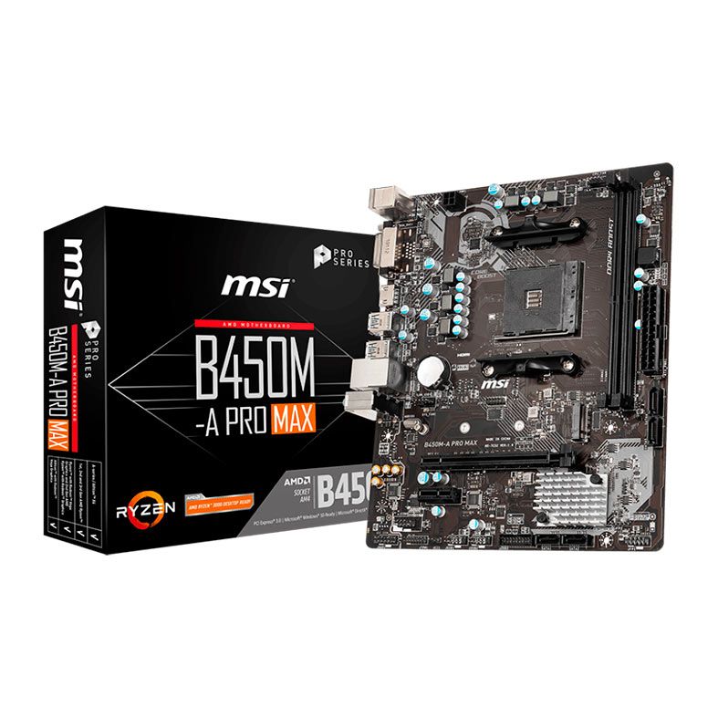 Placa Mae MSI B450M-A Pro Max, DDR4, Socket AM4, M-ATX, Chipset AMD B450, B450-A-PRO-MAX