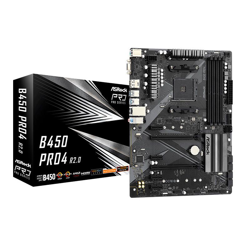 Placa Mae ASRock B450 PRO4 R2.0, DDR4, Socket AM4, ATX, Chipset AMD B450, B450 PRO4 R2.0