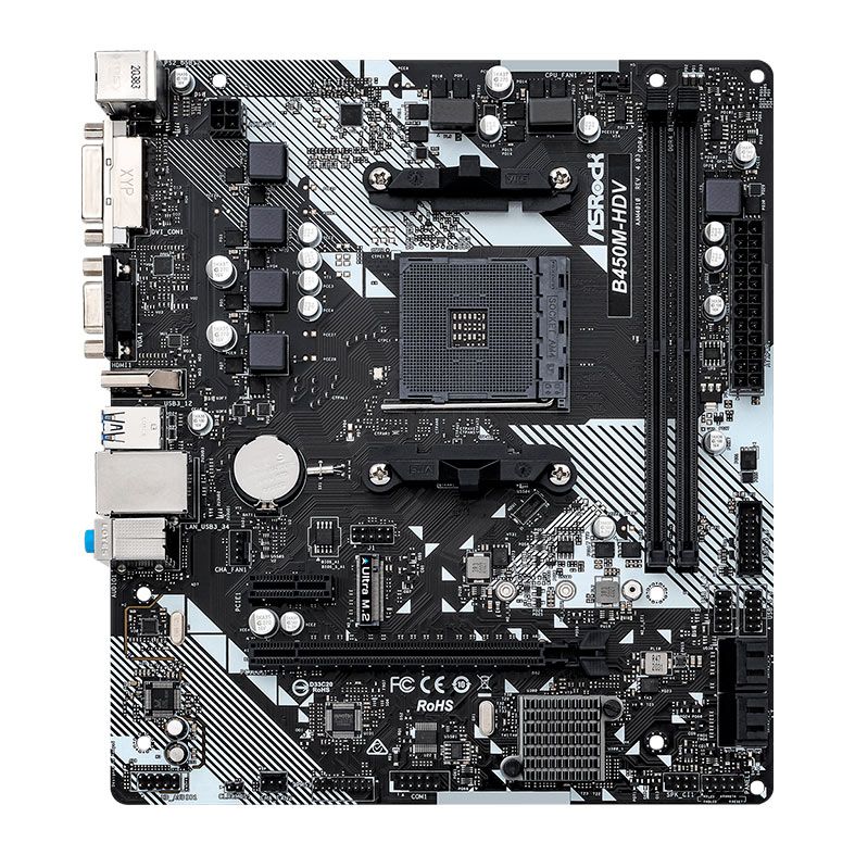 Placa Mae ASRock B450M-HDV R4.0, DDR4, Socket AMD AM4, M-ATX, Chipset AMD B450, B450M-HDV-R4.0-DDR4 - PRE VENDA