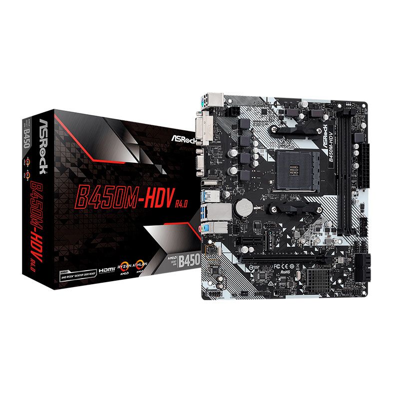 Placa Mae ASRock B450M-HDV R4.0, DDR4, Socket AMD AM4, M-ATX, Chipset AMD B450, B450M-HDV-R4.0-DDR4 - PRE VENDA
