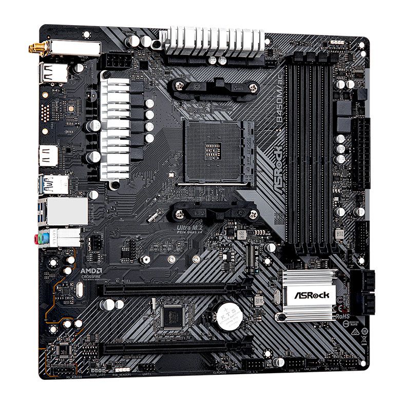 Placa Mae AsRock B450M/AC R2.0, Wifi, DDR4, Socket AMD AM4, M-ATX, Chipset AMD B450, B450M-AC-R2.0