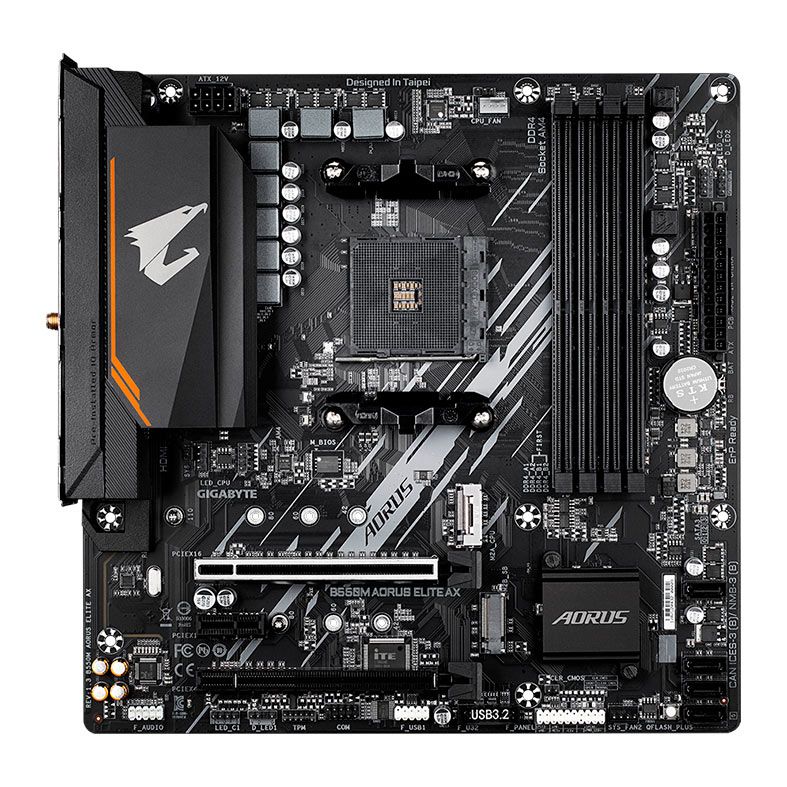 Placa Mae Gigabyte B550M Aorus Elite AX, WiFi, DDR4, Socket AMD AM4, M-ATX, Chipset AMD B550, B550M-AORUS-ELITE-AX