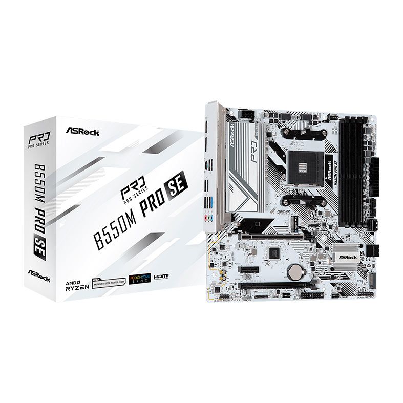 Placa Mae AsRock B550M PRO SE, DDR4, Socket AMD AM4, M-ATX, Chipset AMD PRO565, B550M-PRO-SE