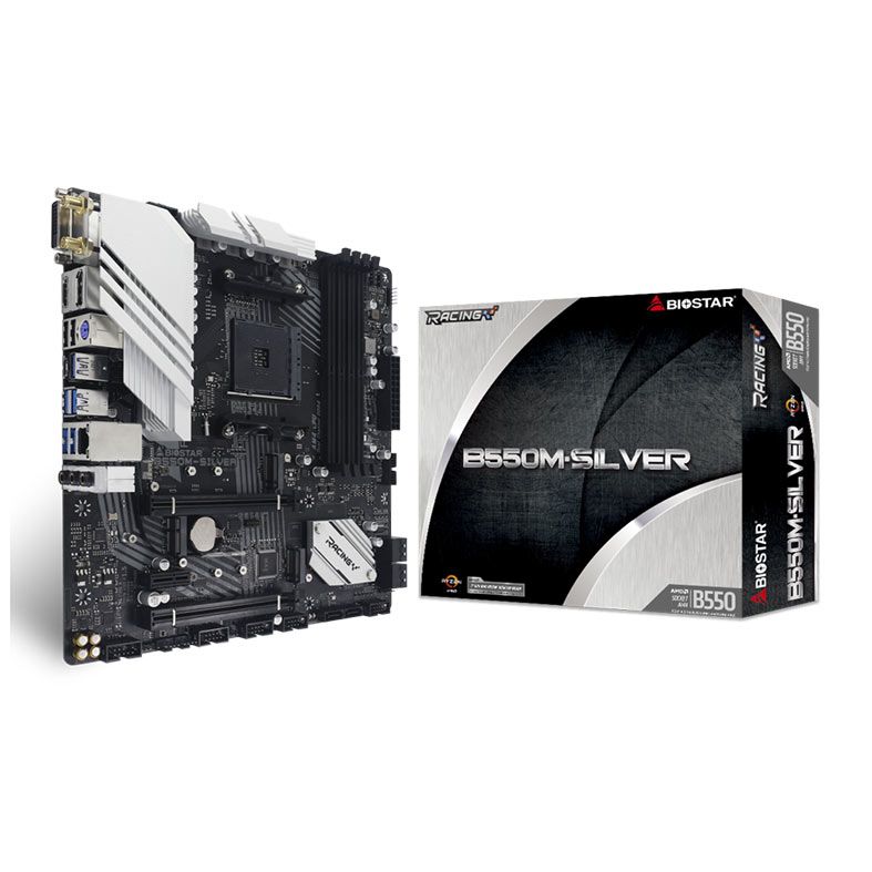 Placa Mae Biostar Racing B550M-SILVER, DDR4, Socket AM4, M-ATX, Chipset AMD B550, B550M-SILVER