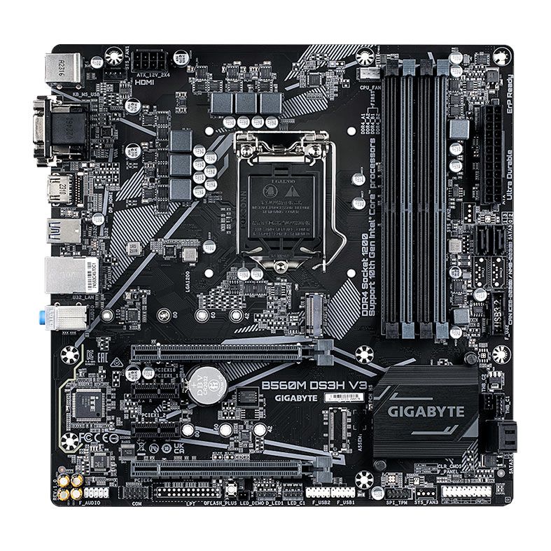 Placa Mae Gigabyte B560M DS3H V3, DDR4, LGA 1200, M-ATX, Chipset Intel H470, B560M-DS3H-V3