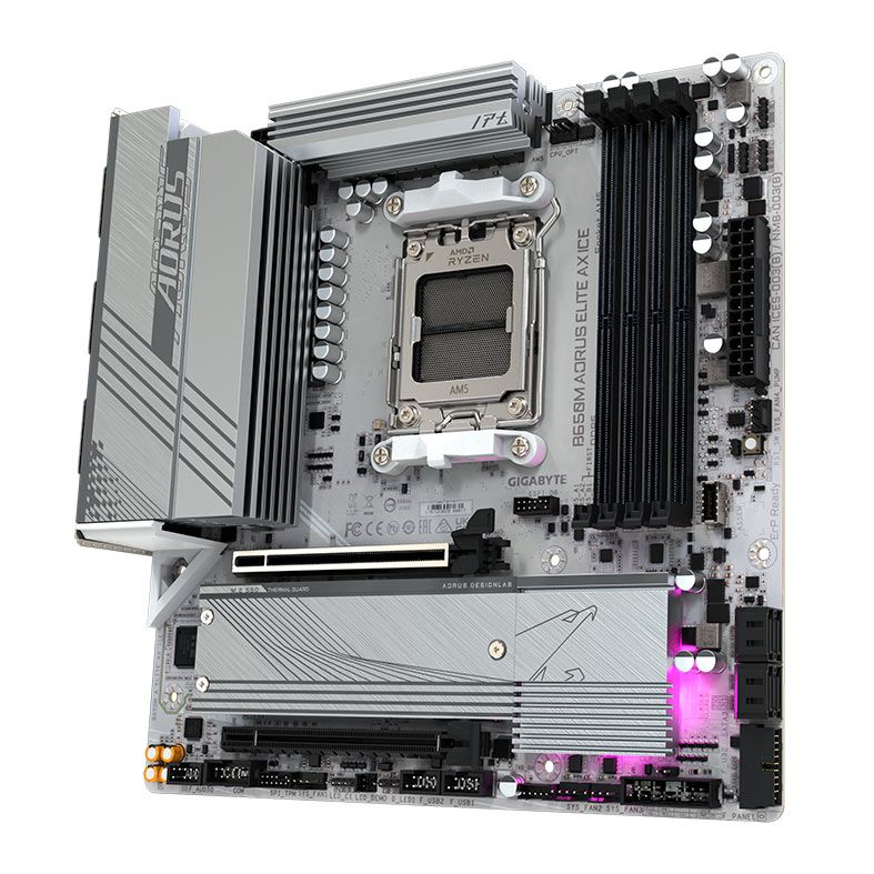 Placa Mae Gigabyte B650M Aorus Elite AX Ice, WiFi, DDR5, Socket AMD AM5, M-ATX, Chipset AMD B650, B650M-AORUS-ELITE-AX-ICE