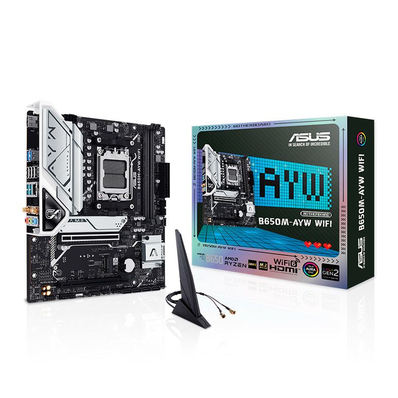 Placa Mae Asus B650M-AYW WiFi, DDR5, Socket AMD AM5, M-ATX, Chipset AMD B650, B650M-AYW-WIFI