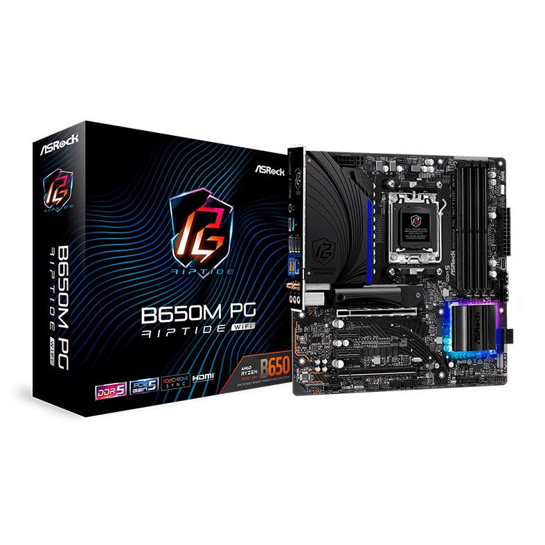 Placa Mae AsRock B650M PG Riptide WiFi, DDR5, Socket AM5, M-ATX, Chipset AMD B650, B650M-PG-RIPTIDE-WiFi