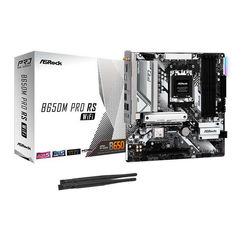 Placa Mae AsRock B650M Pro RS WiFi, DDR5, Socket AM5, M-ATX, Chipset AMD B650, B650M-PRO-RS-WIFI