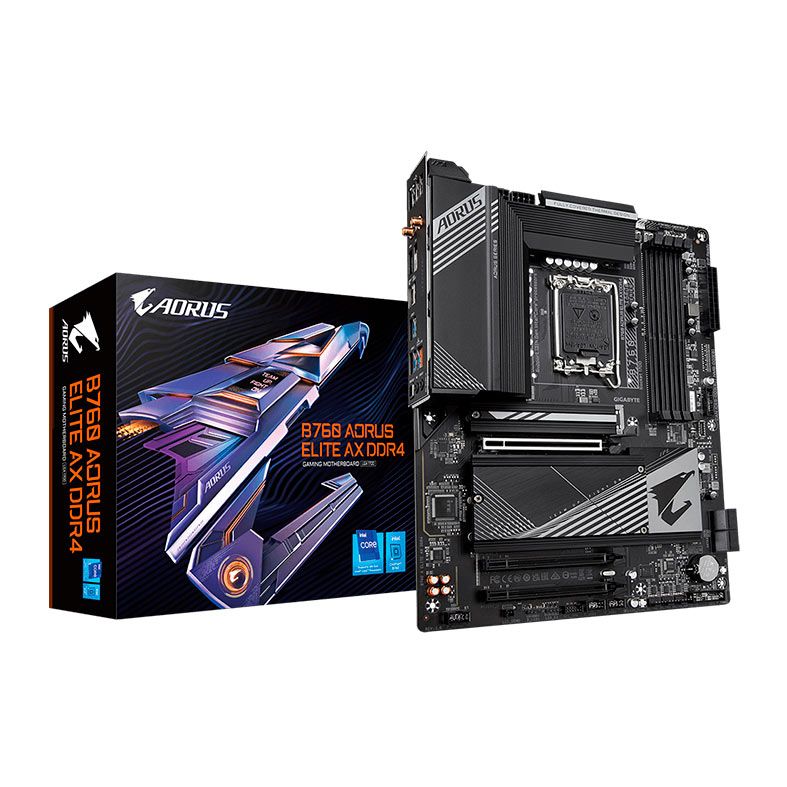 Placa Mae Gigabyte B760 Aorus Elite AX, WiFi, DDR4, LGA 1700, ATX, Chipset Intel B760, B760-A-ELITE-AX-DDR4