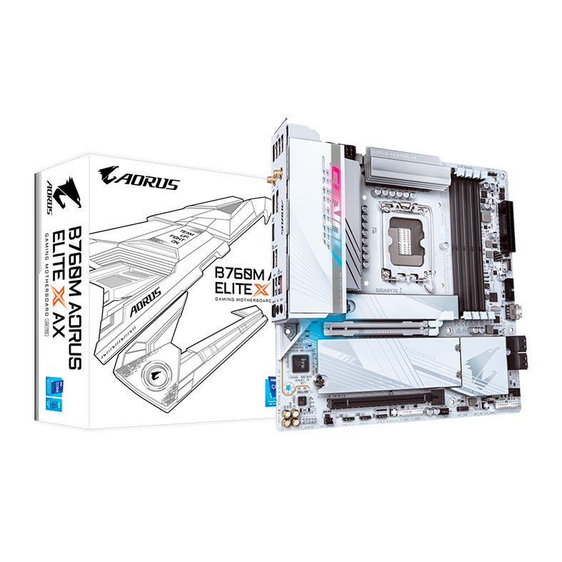 Placa Mae Gigabyte B760M Aorus Elite X AX, WiFi, DDR5, LGA 1700, M-ATX, Chipset Intel B760, B760M-A-ELITE-X-AX