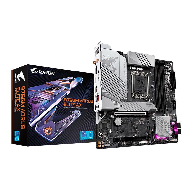 Placa Mae Gigabyte B760M Aorus Elite AX, WiFi, DDR5, Socket LGA 1700, M-ATX, Chipset Intel B760, B760M-AORUS-ELITE-AX