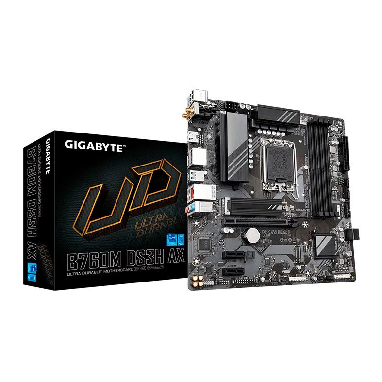 Placa Mae Gigabyte B760M DS3H AX, WiFi, DDR5, LGA 1700, M-ATX, Chipset Intel B760, B760M-DS3H-AX