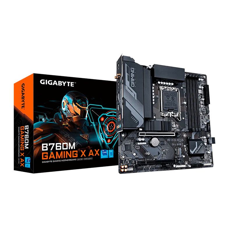 Placa Mae Gigabyte B760M Gaming X AX, WiFi, DDR5, LGA 1700, M-ATX, Chipset Intel B760, B760M-GAMING-X-AX