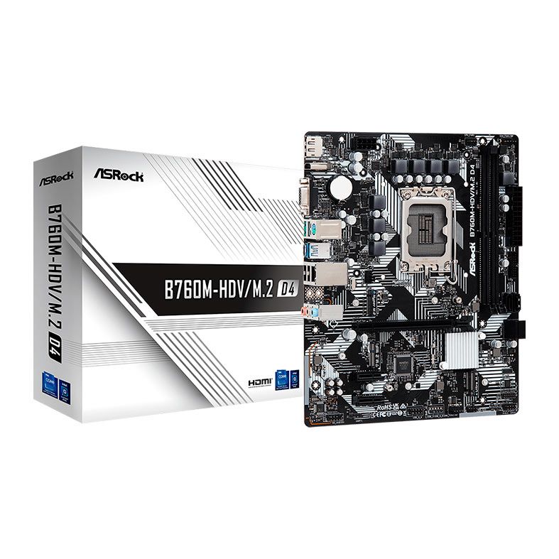 Placa Mae AsRock B760M-HDV/M.2 D4,  DDR4,  LGA1700, M-ATX, Chipset Intel B760, B760M-HDV-M.2-D4
