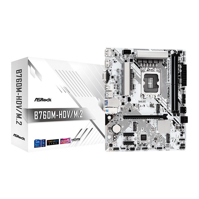 Placa Mae AsRock B760M-HDV/M.2, DDR5, LGA 1700, M-ATX, Chipset Intel B760, B760M-HDV/M.2