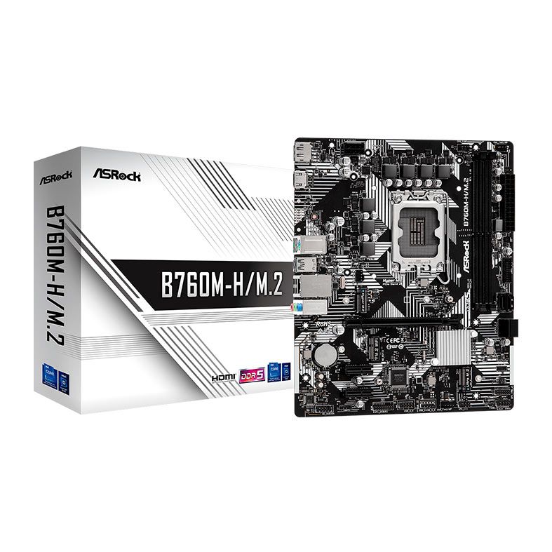 Placa Mae AsRock B760M-H/M.2, DDR5, LGA 1700, M-ATX, Chipset Intel B760, B760M-HM.2