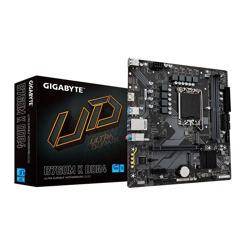 Placa Mae Gigabyte B760M K DDR4, LGA 1700, M-ATX, Chipset Intel B760, B760M-K-DDR4