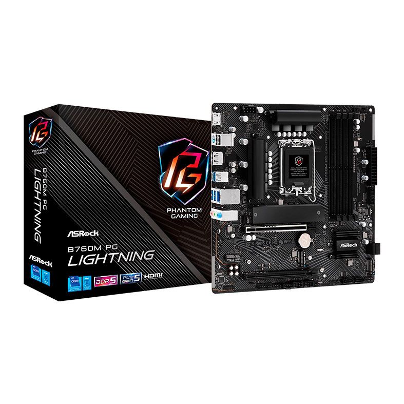 Placa Mae AsRock B760M PG Lightning, DDR5, LGA 1700, M-ATX, Chipset Intel B760, B760M-PG-LIGHTNING