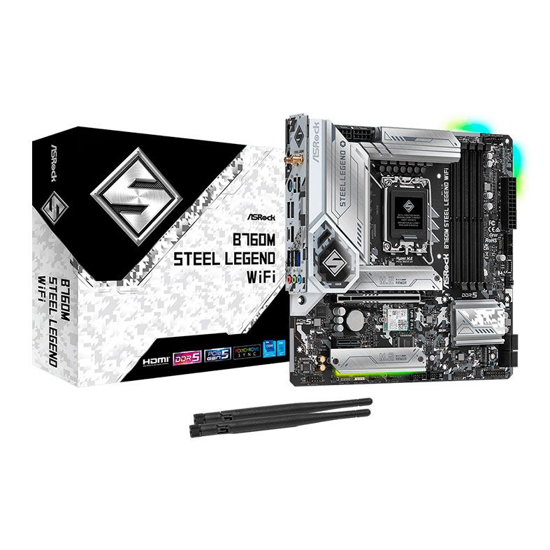 Placa Mae AsRock B760M Steel Legend WiFi, DDR5, LGA 1700, M-ATX, Chipset Intel B760, B760M-STEEL-LEGEND-WIFI