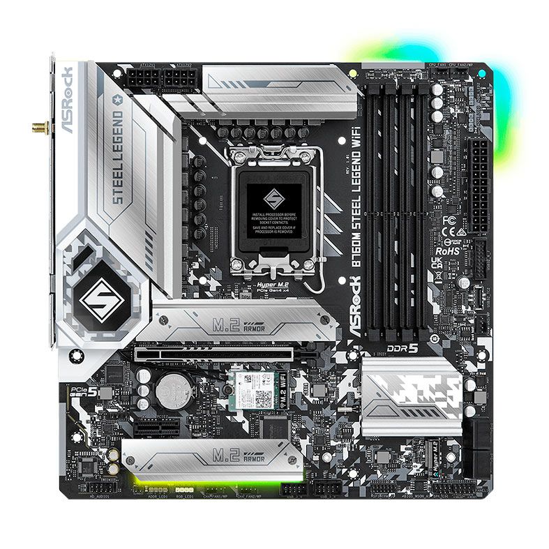 Placa Mae AsRock B760M Steel Legend WiFi, DDR5, LGA 1700, M-ATX, Chipset Intel B760, B760M-STEEL-LEGEND-WIFI