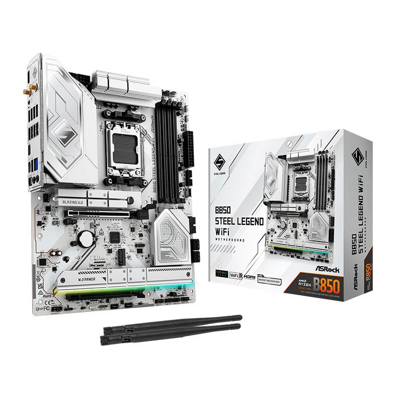 PRE VENDA - Placa Mae AsRock B850 Steel Legend WiFi, DDR5, Socket AMD AM5, ATX, Chipset AMD B850, B850-STEEL-LEGEND-WIFI