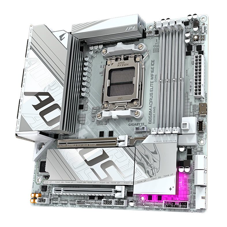 Placa Mae Gigabyte B850M Aorus Elite WIFI6E Ice, DDR5, Socket AMD AM5, M-ATX, Chipset AMD B850, B850M-A-ELITE-WIFI6E-ICE
